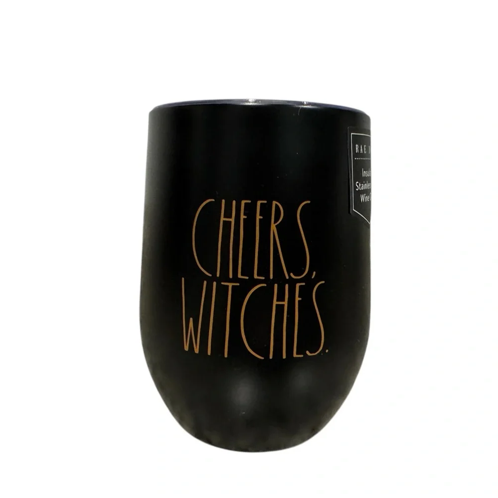 RAE DUNN CHEERS WITCHES HALLOWEEN INSULATED WINE GLASS-TUMBLER-CUP NWT!